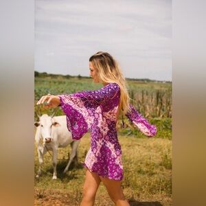 Spell Purple and Pink Floral Mini Dress